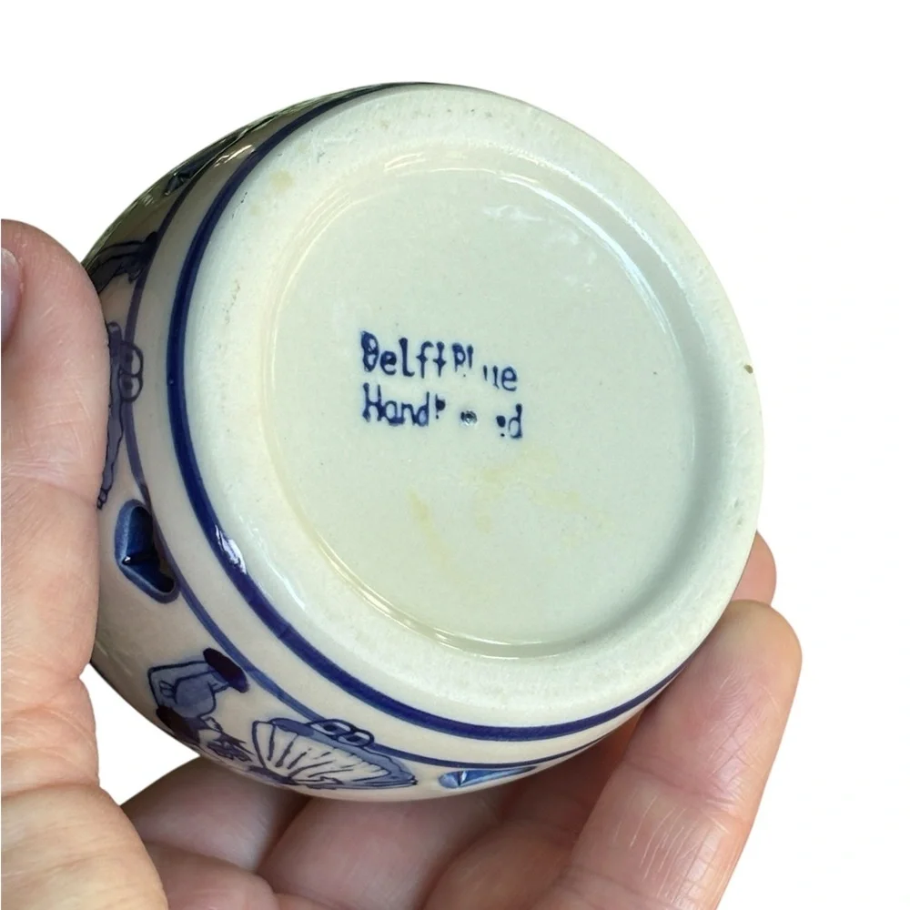 Delft Blue Candle Holder Boy Girl Kissing Holland Dutch Vintage